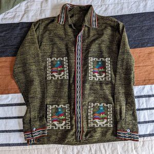1960s Guatemalan Aztec Embroidered shirt